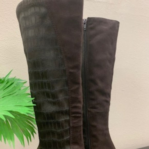 Chocolate Suede/Reptile Knee Length Boots (NWOT) - Picture 7 of 7